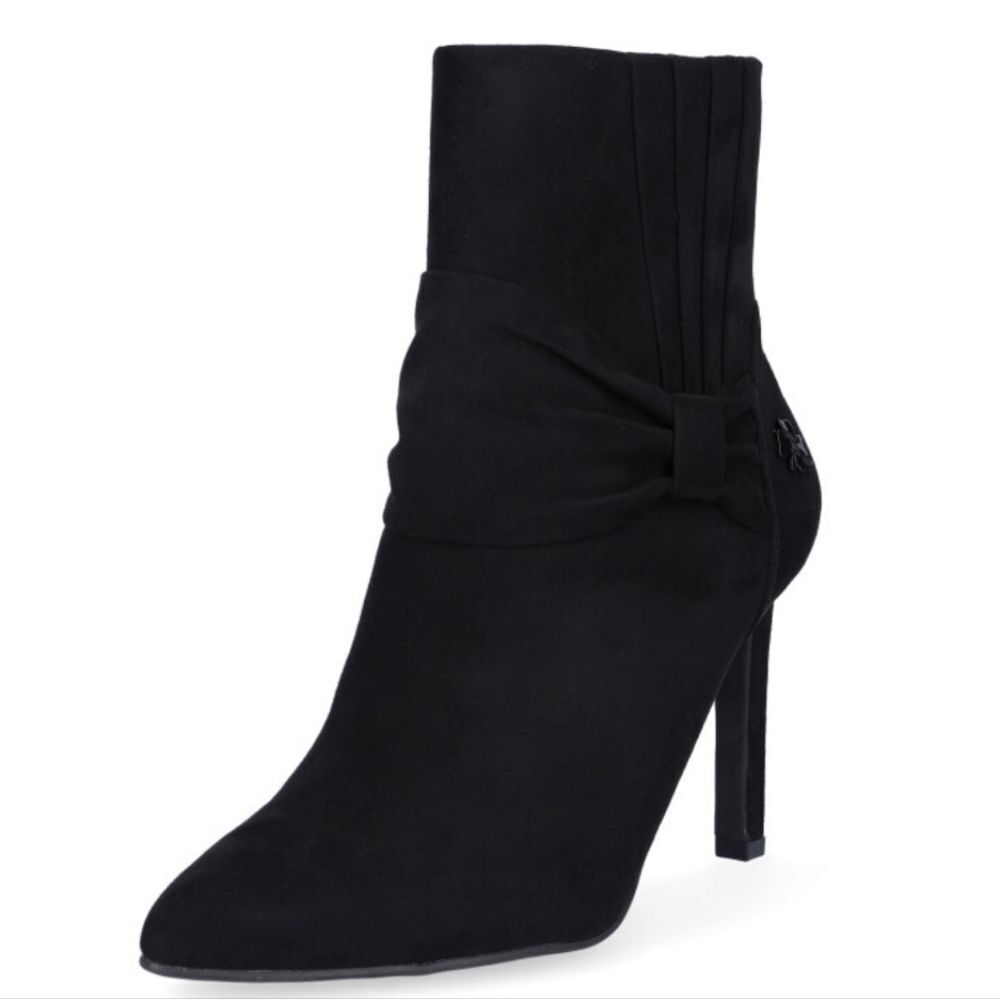 JUSTFAB POINTED TOE SIDE ZIPPER CLOSURE WOMEN'S ANKLE BOWNOT BOOTIES
